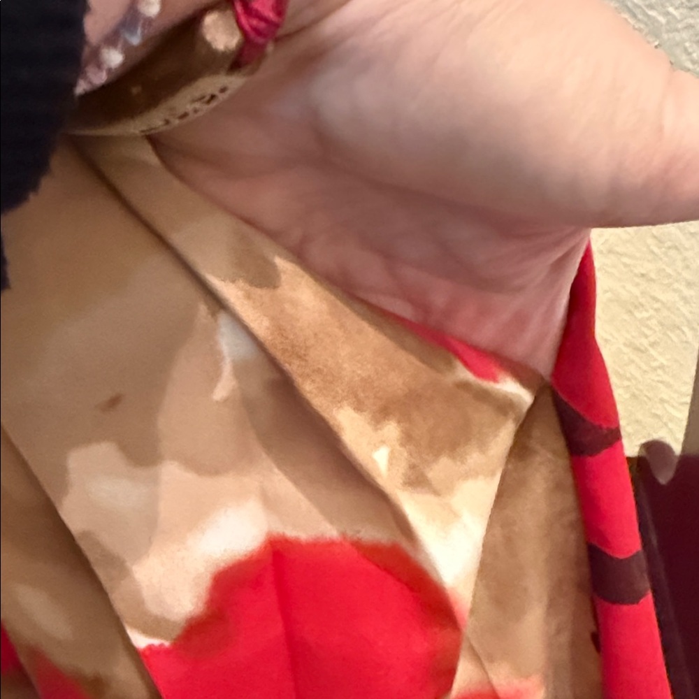 Ellen Tracy Vibrant Red and Brown Sleeveless Dress - Picture 7 of 10